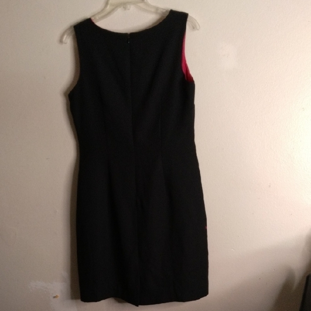 Elegant Black Dress with Pink Floral Embroidery - Picture 2 of 3